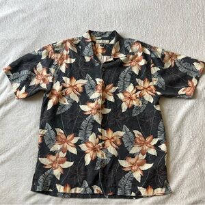 Tommy Bahama Black and Orange Casual Button Down Shirt